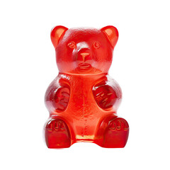 a yummy Gummy bear in various colors in a Candy-themed, photorealistic illustration in a PNG, cutout, and isolated. Generative AI