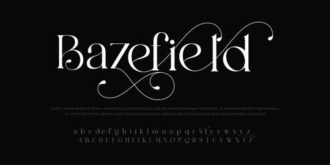 Elegant luxury abstract wedding fashion logo font alphabet. Minimal classic urban fonts for logo, brand etc. Typography typeface uppercase lowercase and number. vector illustration