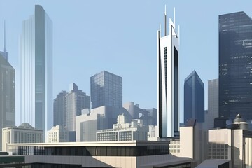Geometric Giant: A Modernist Skyscraper Symbolizing Progress and Ambition