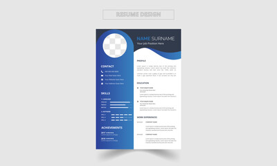 modern vector minimalist cv or resume template design