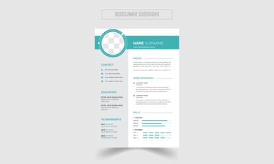 modern vector minimalist cv or resume template design