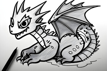 Sketch of a cute dragon of year 2024