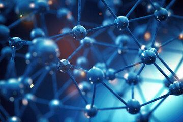 Structure of lattice connecting atoms. Molecule in hi tech style. Generative AI
