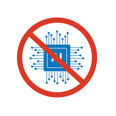 Logo de prohibido el uso de inteligencia artificial. Vector