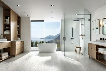 modern bathroom interior generated by AI technology 