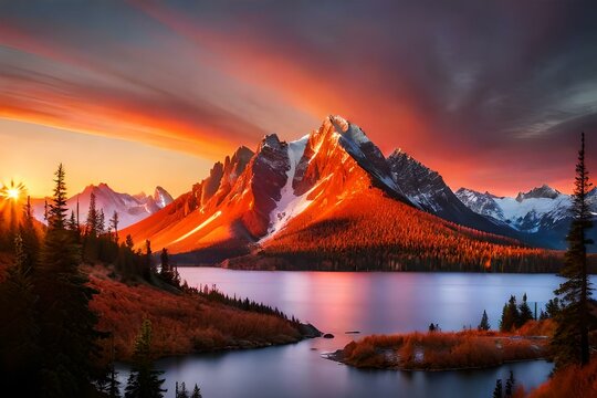 sunrise over the mountains generated AI © ZAINAB