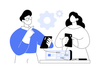 Multiport wall charger abstract concept vector illustration.