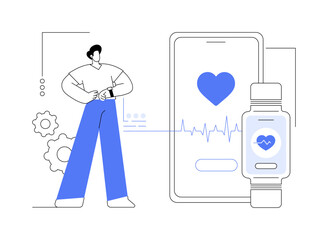 Smartwatch heart rate monitoring abstract concept vector illustration.