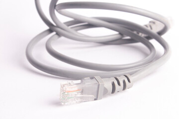 gray lan cable isolated on white background