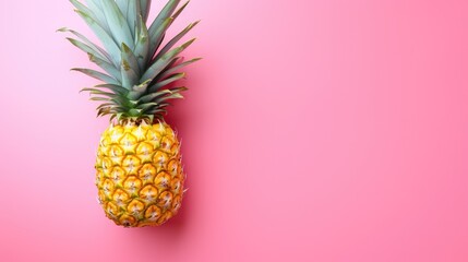 a horizontal layout, of a Pineapple on a trendy colored background with shadows,          
 Food-themed in a JPG format. Generative AI