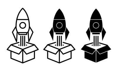 launch new product icon set. website product release rocket begin vector symbol for app, and website UI designs.