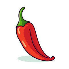 Chili pepper image. Cute image of an isolated red chili. Vector illustration