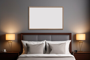 frame art mockup in bedoom display