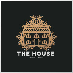 Hand drawn floral logo, hand drawn house logo, house logo, house illustration, home logo, building logo, build