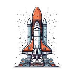 Space shuttle image. Futuristic spaceship launches into the galaxy
