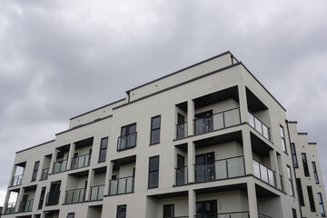 New apartment block in residential area of city. New housing development