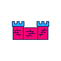 Filled outline Great wall of China icon isolated on white background. Vector