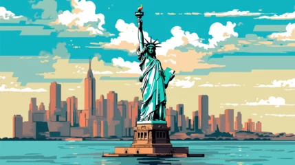 New York,The statue of liberty, 2d cartoon vector illustration. © ViktoGraphics