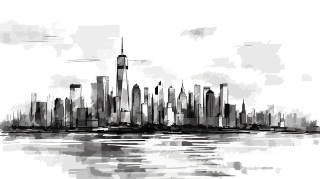 New York background, 2d cartoon vector illustration.