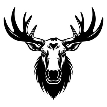 recommend clip art: Moose elk head black silhouette