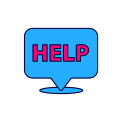 Filled outline Speech bubble with text Help icon isolated on white background. Vector