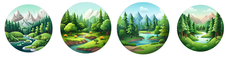 Forest clipart collection, vector, icons isolated on transparent background