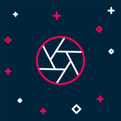 Line Camera shutter icon isolated on blue background. Colorful outline concept. Vector