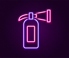 Glowing neon line Fire extinguisher icon isolated on black background. Colorful outline concept. Vector
