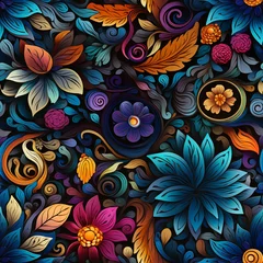 Tuinposter boho seamless floral pattern © Aleksander