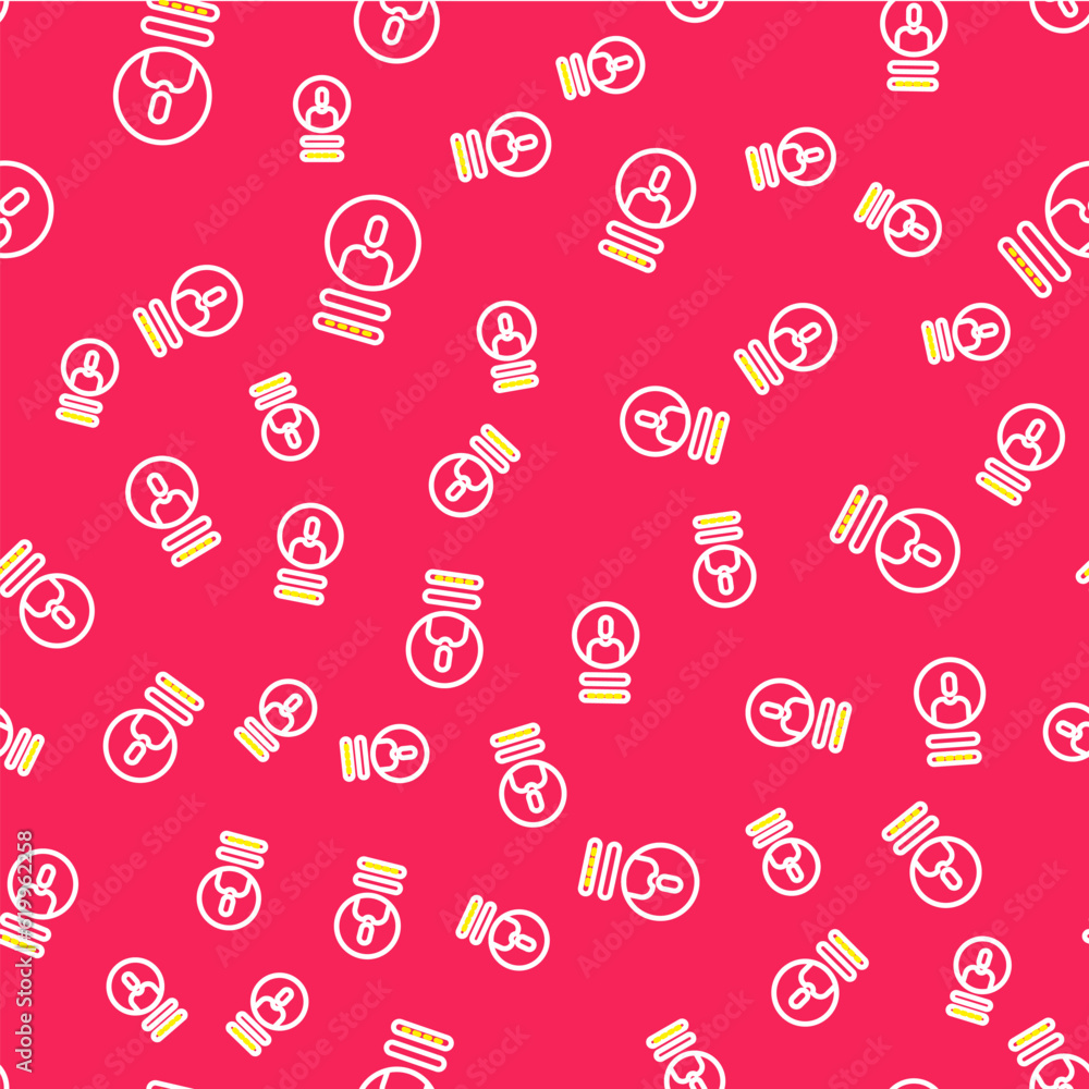 Poster line create account screen icon isolated seamless pattern on red background. vector
