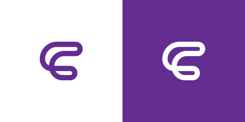 abstract letter C in shape line art logo design
