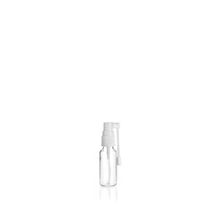 Medicine aerosol antibiotic. Transparent cylindrical small PET bottle with white medical throat spray container. Template of a bottle for medical products. Isolated on white background, copy space.