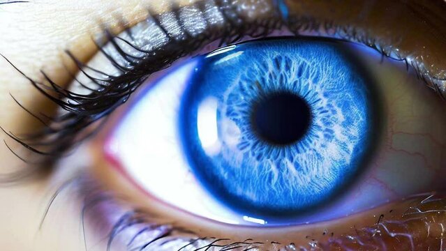 Cinemagraph of blue color eyeball with the part of the eye moving