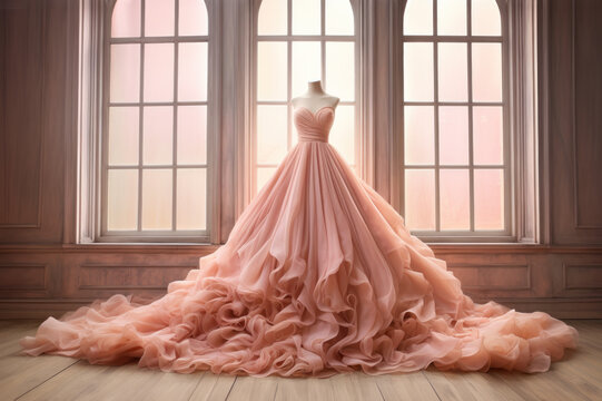 Pink Gown on display created with Generative AI technology