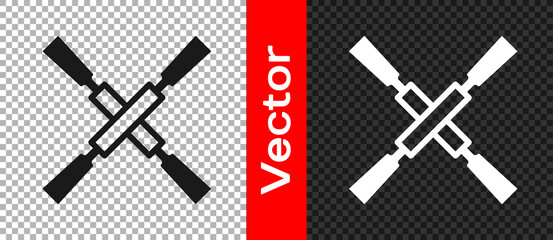 Black Oars or paddles boat icon isolated on transparent background. Vector