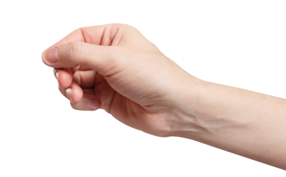 Hand holding something, cut out