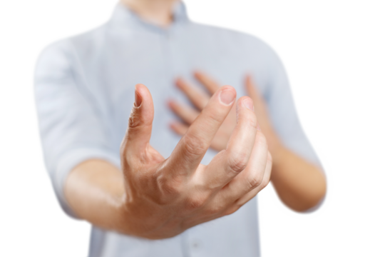 Actively gesturing man cut out