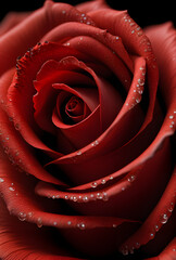 red rose with drops of water