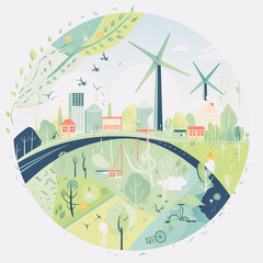 sustainability and green energy logo, Generative AI