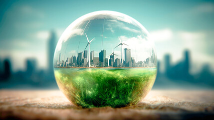 GESG  green energy  sustainable industry  green globe enerative AI - obrazy, fototapety, plakaty
