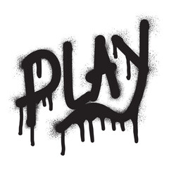 Graffiti play text with black spray paint © anakcikal978