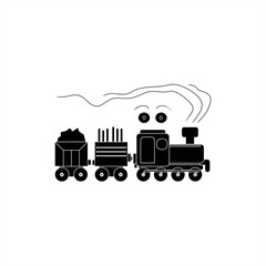 Fototapeta premium monochrome silhouette illustration of a cute train for kids