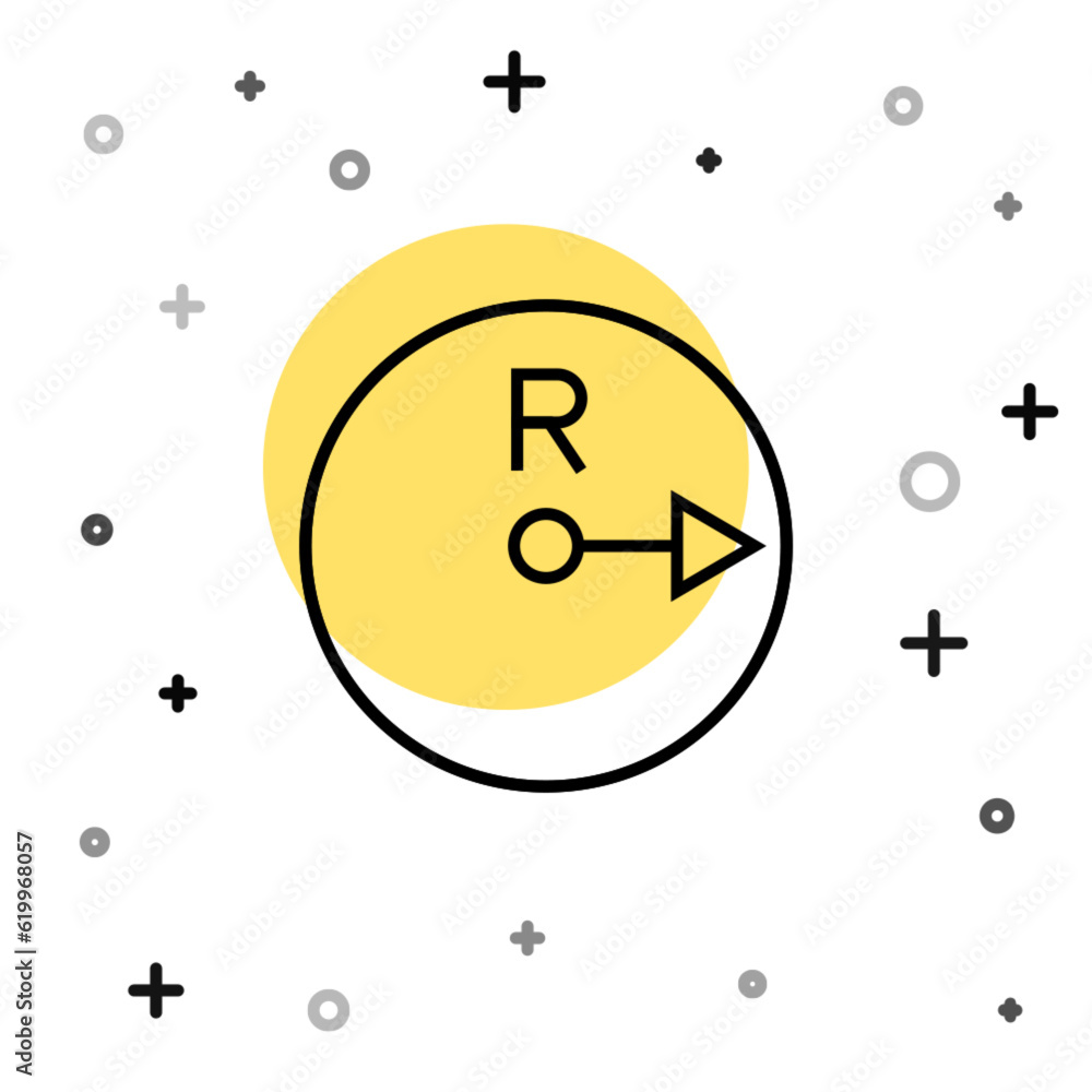 Poster black line radius icon isolated on white background. random dynamic shapes. vector