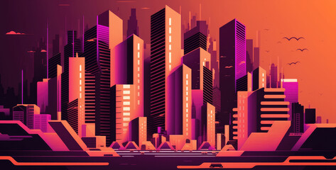 Purple Orange Modern Urban Complex