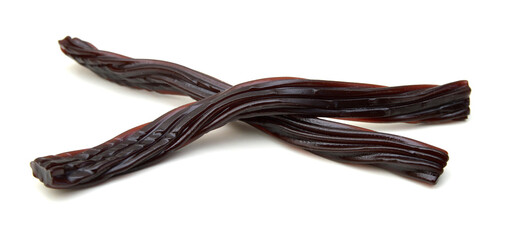 Bright black Licorice Candy shaped like a twisted rope