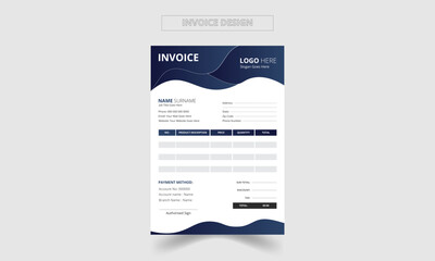 Modern, Creative and Minimal Corporate Business Invoice design template vector illustration bill form price invoice. Creative invoice template vector. business stationery design payment agreement