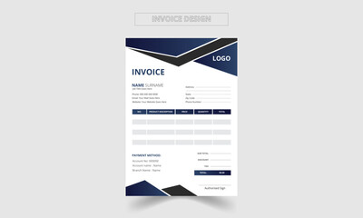 Modern, Creative and Minimal Corporate Business Invoice design template vector illustration bill form price invoice. Creative invoice template vector. business stationery design payment agreement