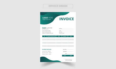 Modern, Creative and Minimal Corporate Business Invoice design template vector illustration bill form price invoice. Creative invoice template vector. business stationery design payment agreement