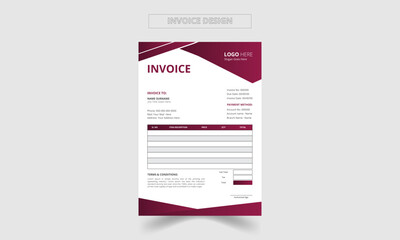 Naklejka na ściany i meble Modern, Creative and Minimal Corporate Business Invoice design template vector illustration bill form price invoice. Creative invoice template vector. business stationery design payment agreement