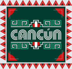 Cancun Mexico style emblem design elements